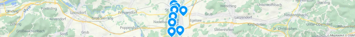 Kartenansicht für Apotheken-Notdienste in der Nähe von Zentrum Süd (Sankt Pölten (Stadt), Niederösterreich)
